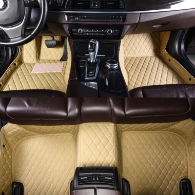 Beige Luxury Leather Diamond Car Mats Canada