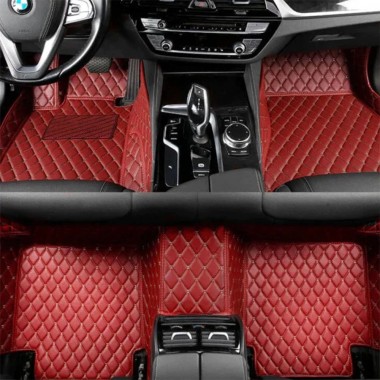 Wine Red Luxury Leather Diamond Car Mats Canada