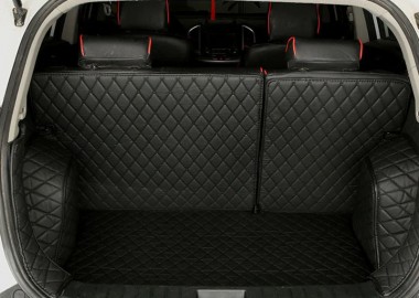 Black and Black Stitching Full Cover Luxury Leather Diamond Trunk Car Mats Canada