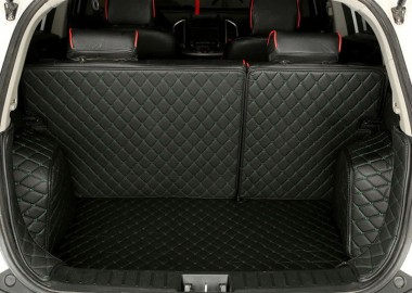 Black and Green Stitching Full Cover Luxury Leather Diamond Trunk Car Mats Canada