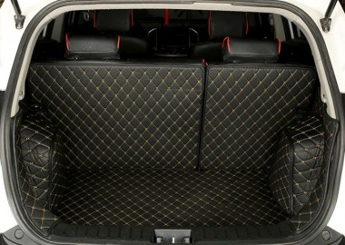 Black and Yellow Stitching Full Cover Luxury Leather Diamond Trunk Car Mats Canada