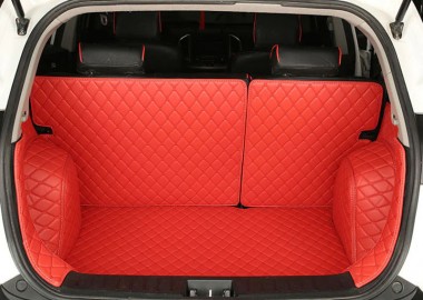 Red Full Cover Luxury Leather Diamond Trunk Car Mats Canada