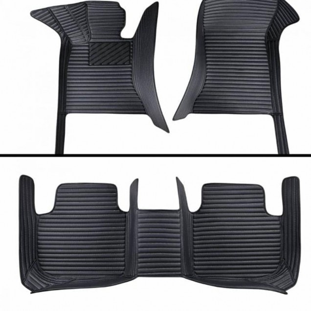 Black Luxury Leather Stripe Car Mats Canada