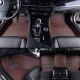 Dark Brown Luxury Leather Stripe Car Mats Canada