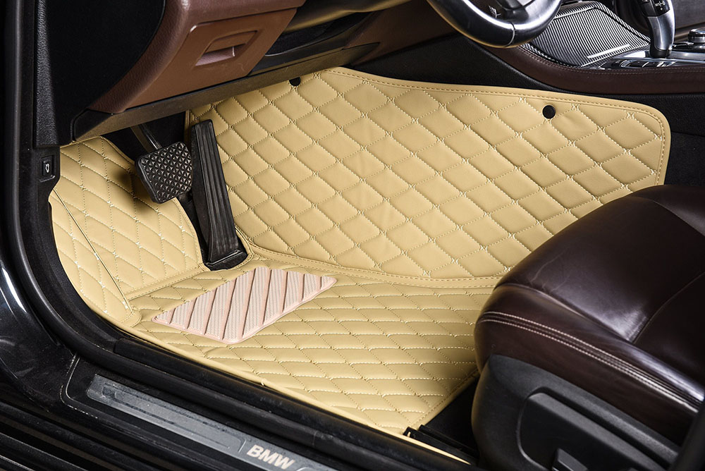 Beige Luxury Leather Diamond Car Mats Canada