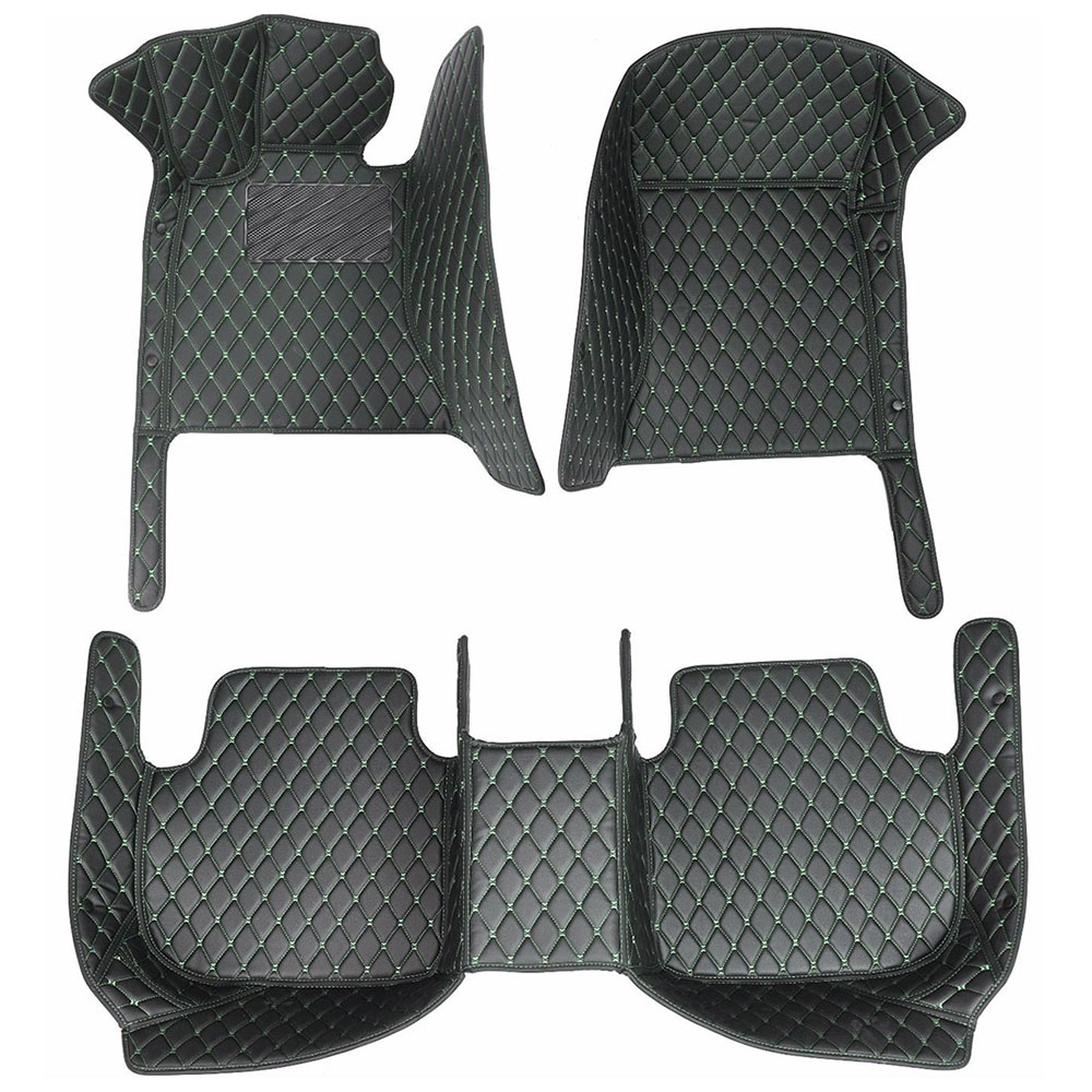 Black and Green Stitching Luxury Leather Diamond Car Mats for Toyota Reiz/Mark X