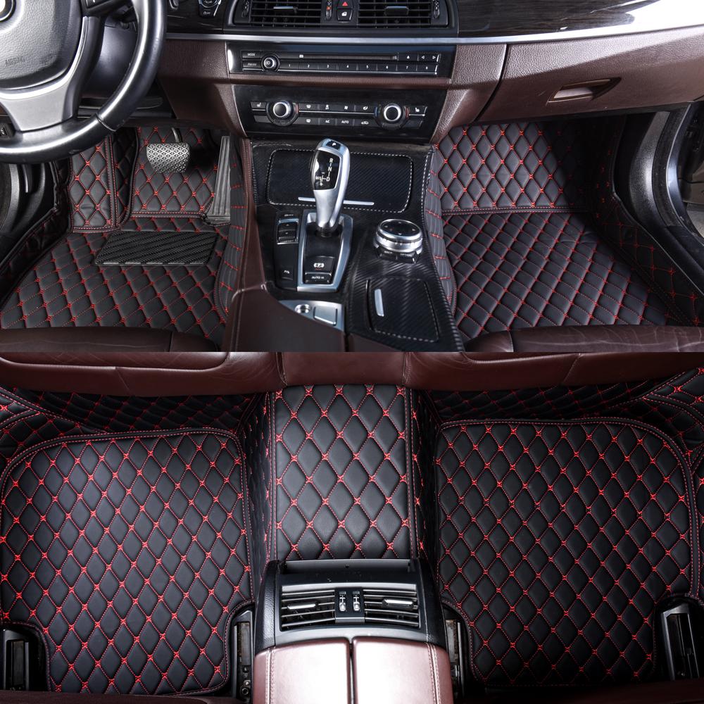 Black and Red Stitching Luxury Leather Diamonds Car Mats Canada