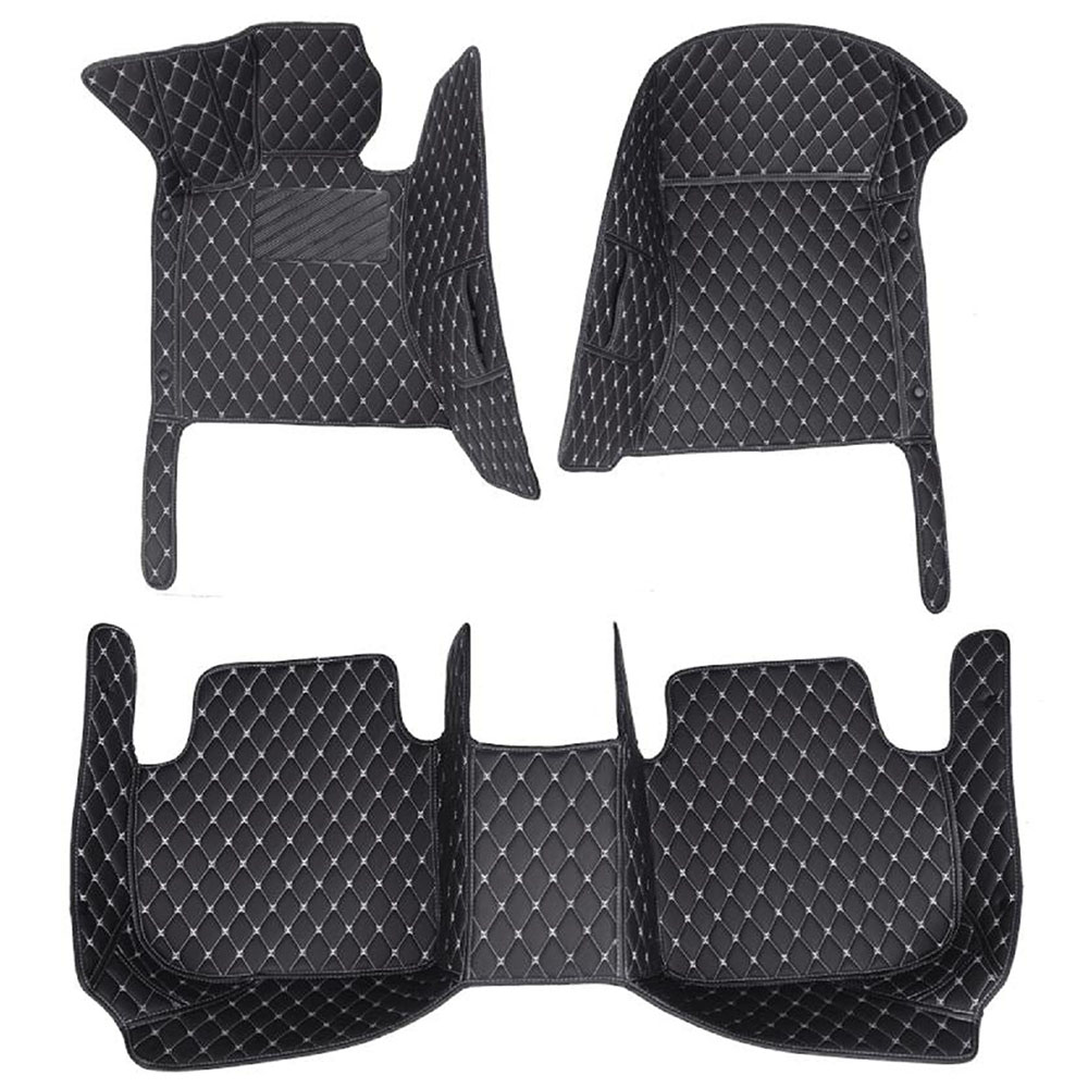 Black and White Stitching Luxury Leather Diamond Car Mats for Honda CR-V