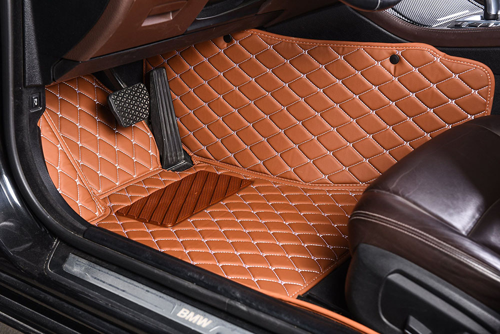 Brown Luxury Leather Diamond Car Mats Canada