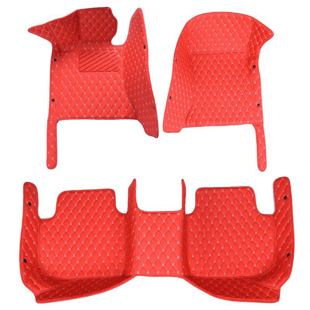 Red Luxury Leather Diamond Car Mats for Honda CR-V