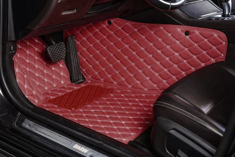 Wine Red Luxury Leather Diamond Car Mats for Subaru XV