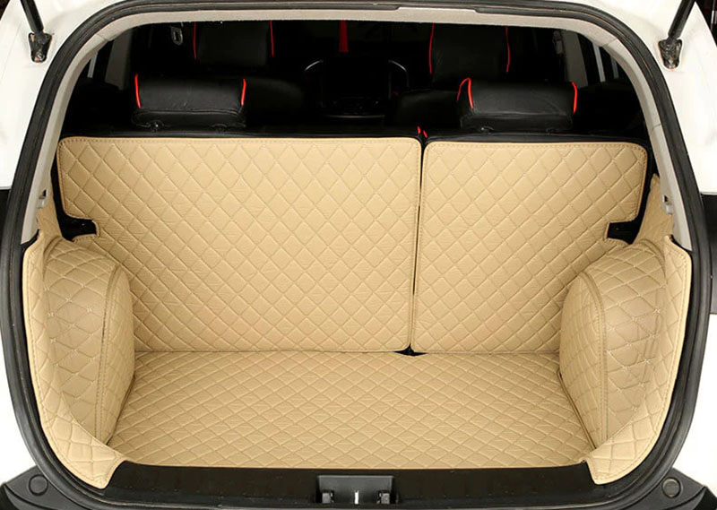 Beige Full Cover Luxury Leather Diamond Trunk Car Mats Canada