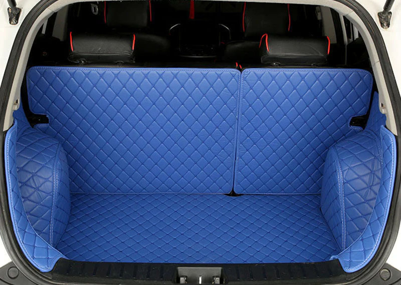 Blue Full Cover Luxury Leather Diamond Trunk Car Mats Canada