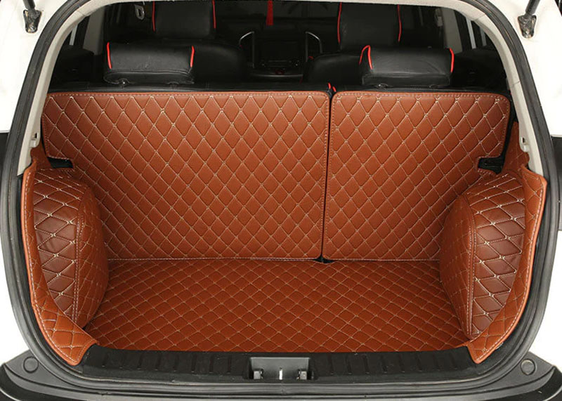 Brown Full Cover Luxury Leather Diamond Trunk Car Mats Canada