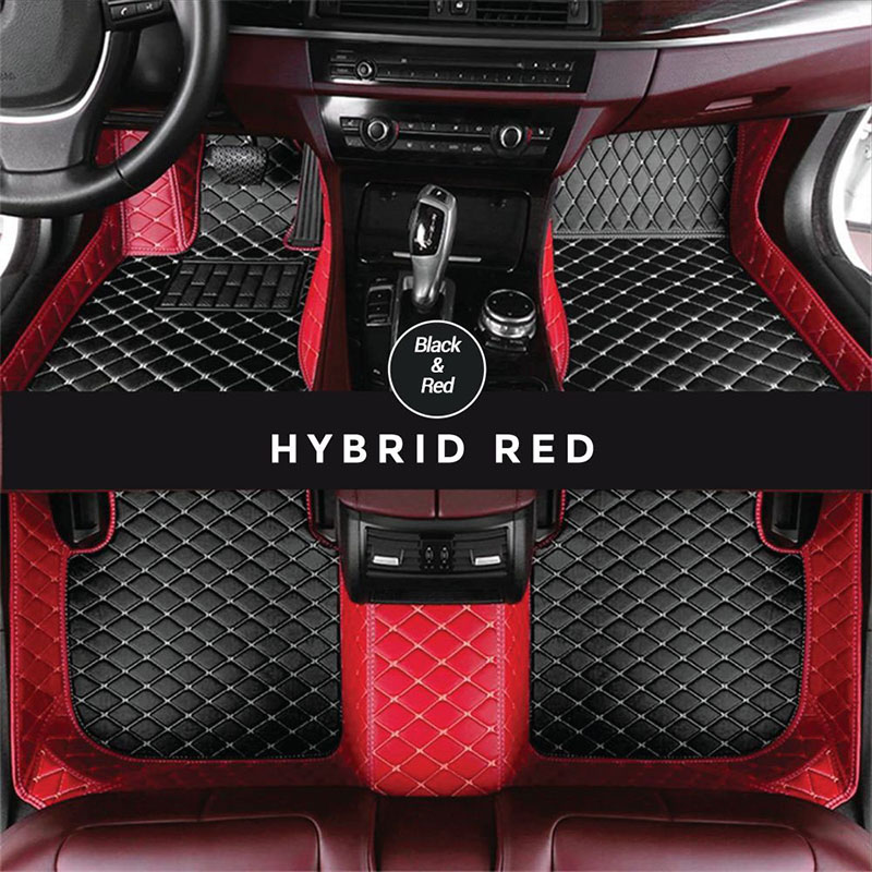 Black and Red Hybrid Mode Premium Diamond Car Mats for Hyundai Elantra